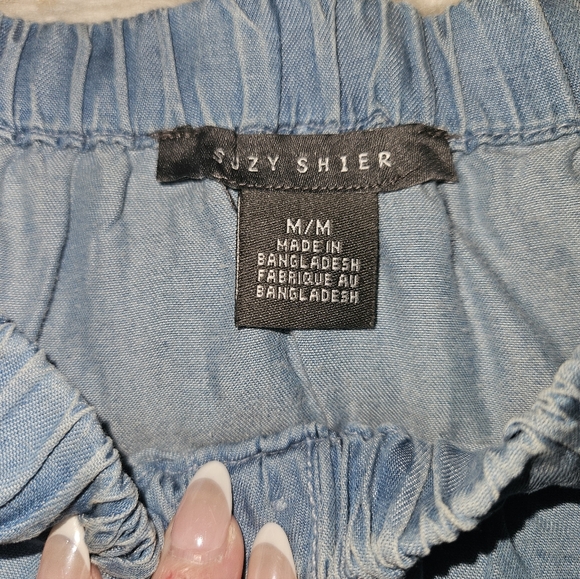 Suzy Shier Blue Off-the-Shoulder Tencel Top – Size Medium - Picture 6 of 6